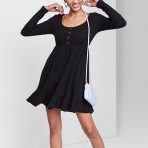 Wild Fable Long Sleeve Waffle Knit Babydoll Dress